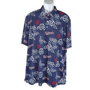 Reyn Spooner Washington Nationals Polo Shirt 2XL Short Sleeve Floral TP-3692